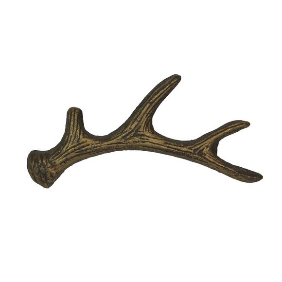 Antique Bronze Cast Iron Rustic Deer Antler Drawer Pull Cabinet Handle Set of 6 - Picture 2 of 9